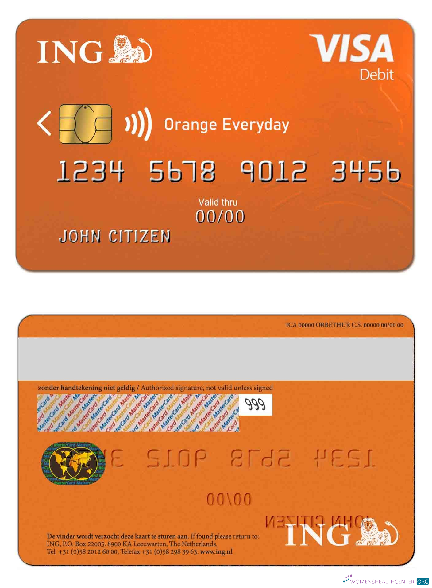 Download Netherlands ING Orange VISA Photoshop template